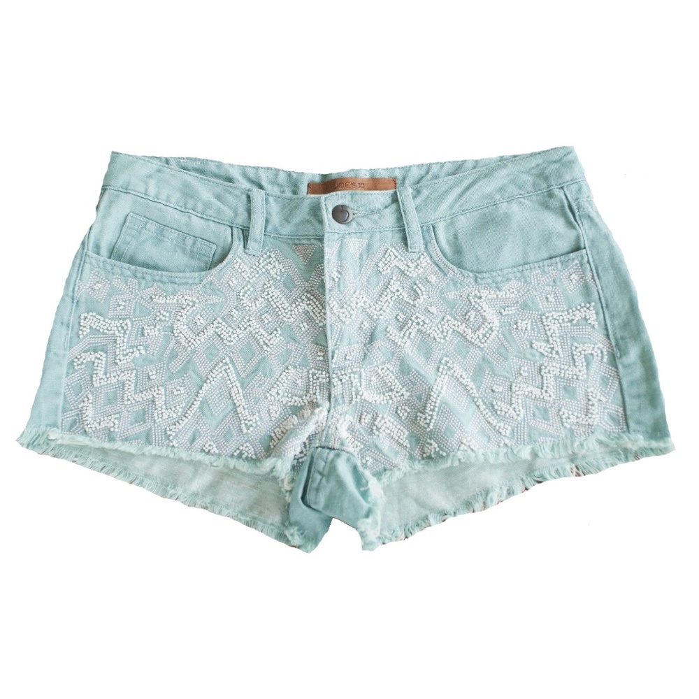 Joe's Jeans Mint Green Embellished Denim Shorts